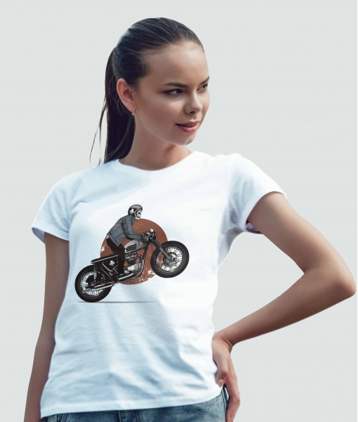 Дамска тениска с щампа Готика Motor and skeleton